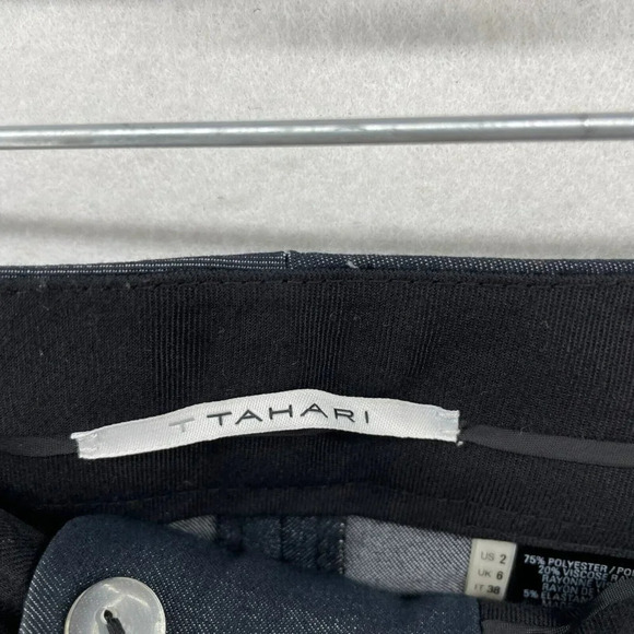 Tahari Dress Pants Women's 2 Deep Blue Straight Leg Regular Fit Mid Rise Stretch - Picture 10 of 12